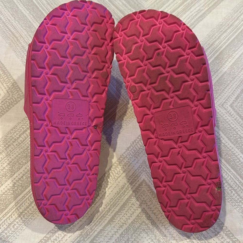 275 Central Women’s Hot Pink Fuchsia Rubber Stud Detail Slides - Size 38 - Picture 4 of 4